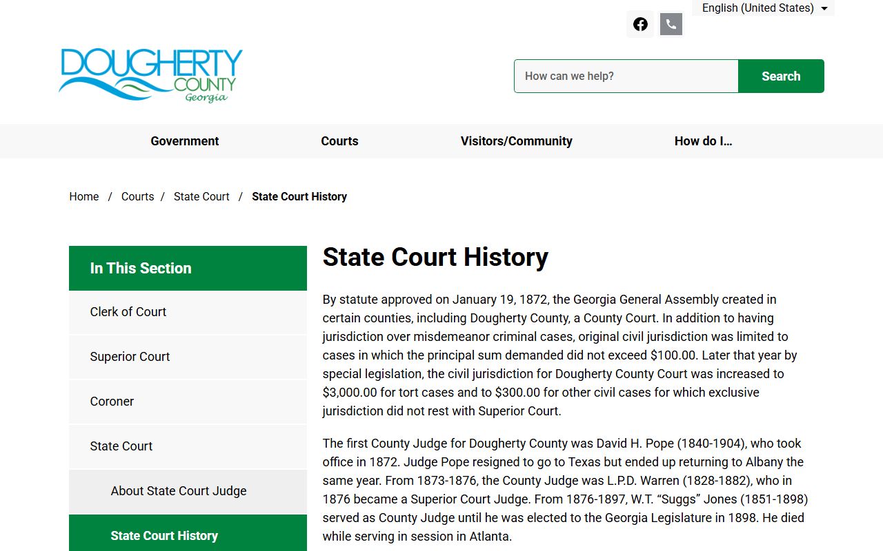 Dougherty County court dockets State Court calendar and history source