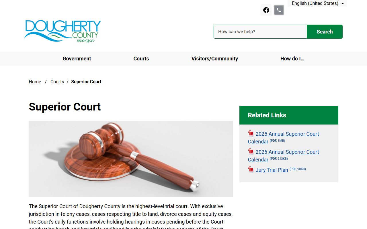 Dougherty County Court records Superior Court calendars