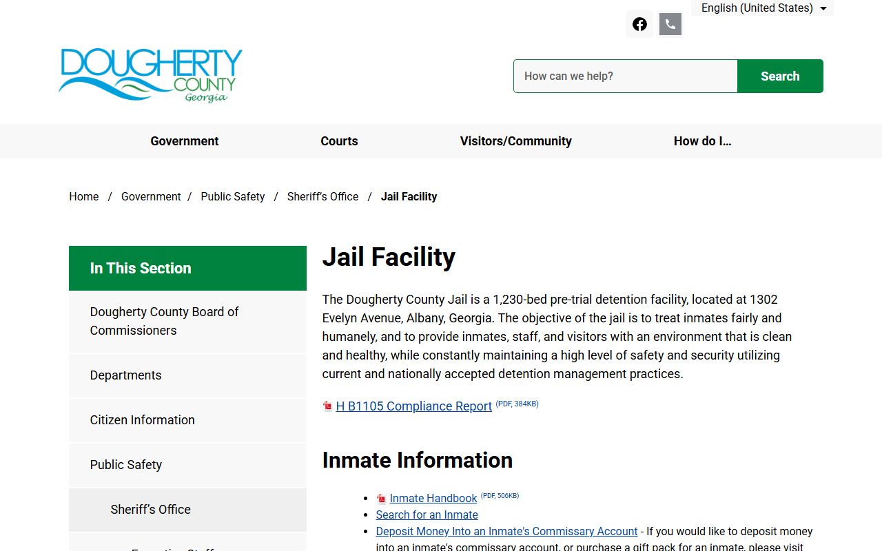 Dougherty County Court records jail facility inmate records