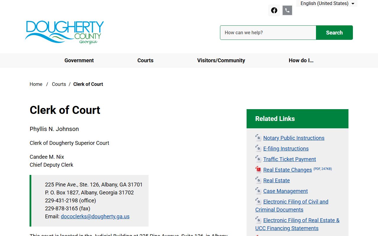 Dougherty County Court records Clerk of Superior Court page