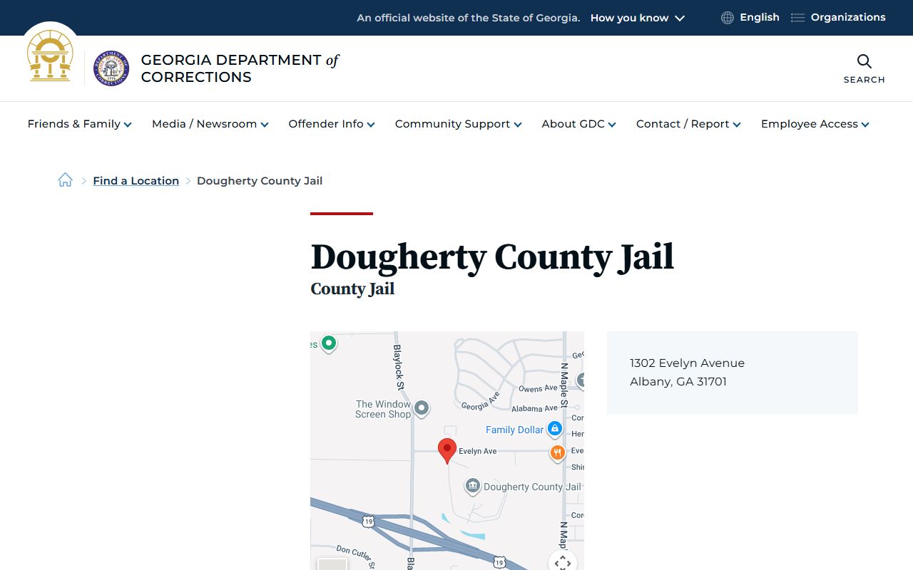 Dougherty County inmate records GDC jail location
