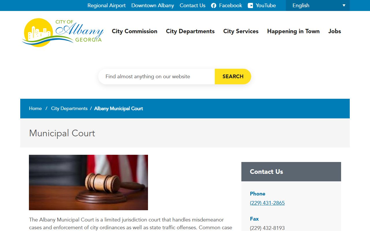 Dougherty County traffic court records Albany Municipal Court page