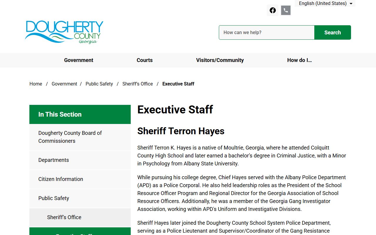 Dougherty County warrant records sheriff executive staff