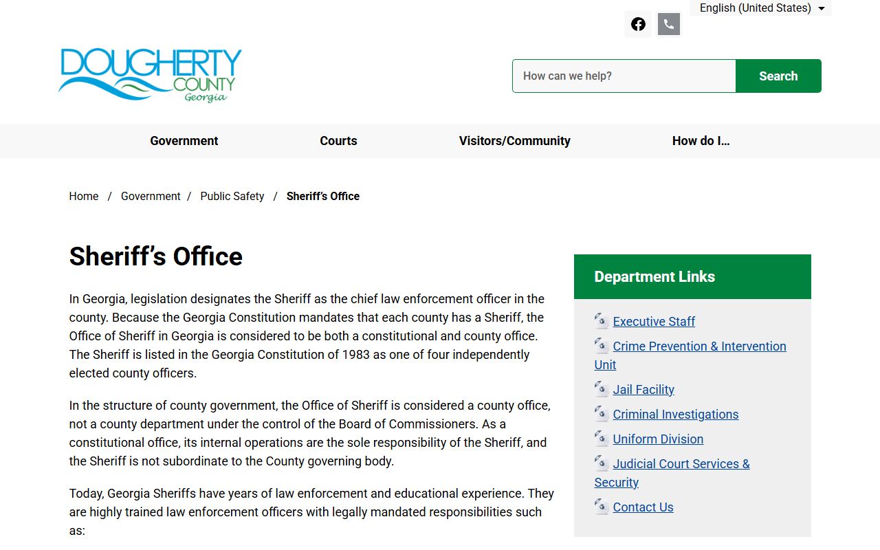 Dougherty County warrant search sheriff office public safety page